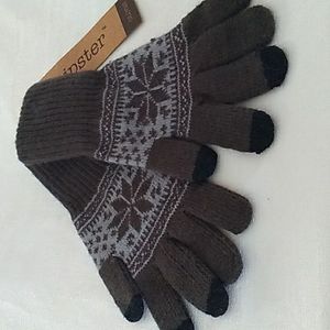 Hipster Gloves 100% Acrylic Gray Black Size Medium Warm Knitted